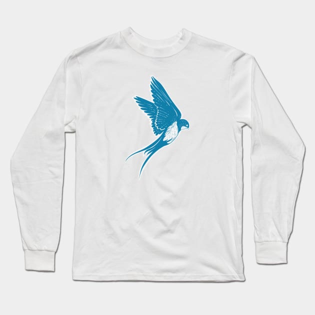 Swallow Bird Long Sleeve T-Shirt by HobbyAndArt